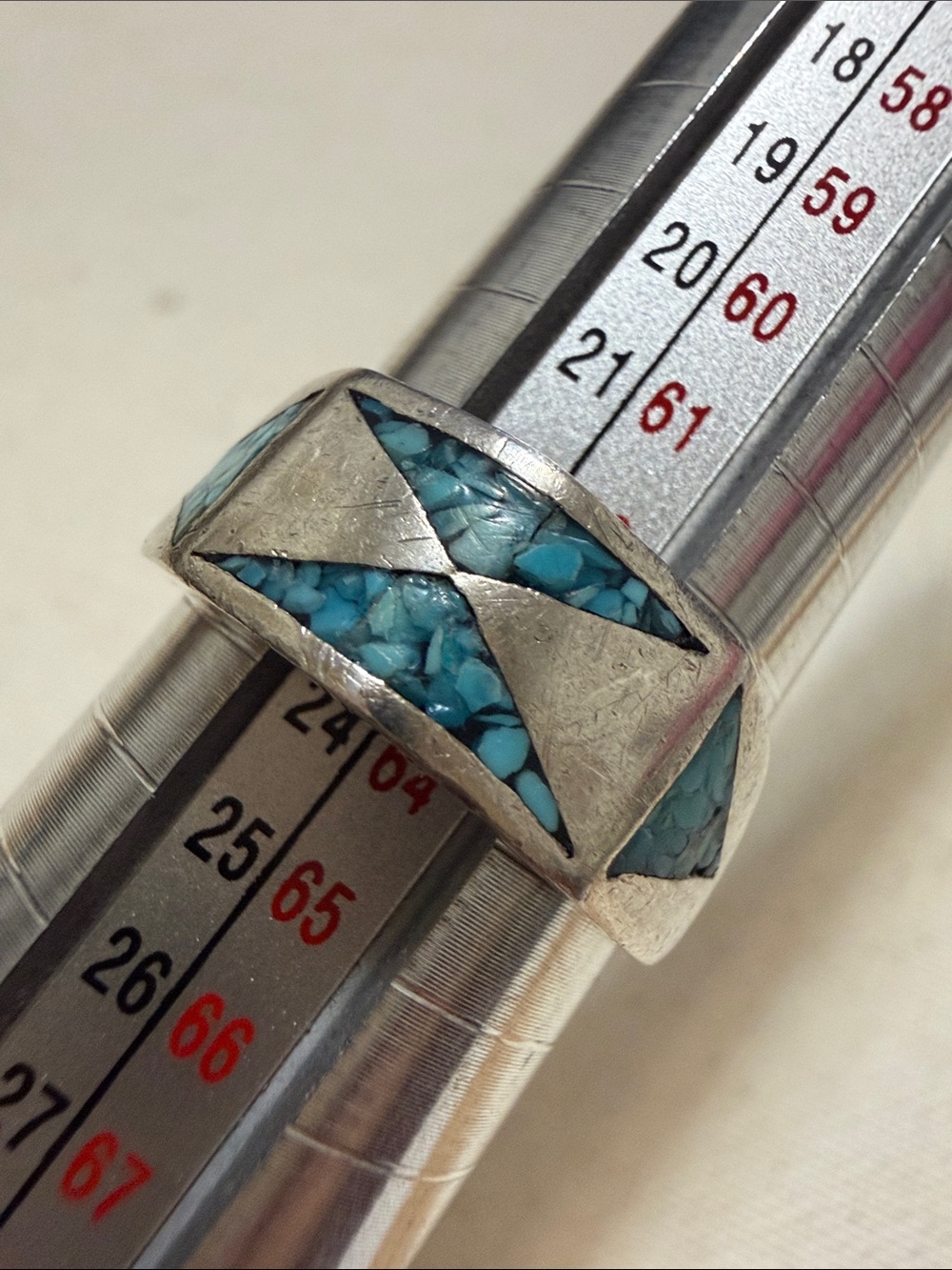 Men’s Sterling Silver Turquoise Inlay Band Ring size 10.5